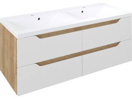 SAPHO KOUPELNOVÁ SKŘÍŇKA POD UMYVADLO WAVE 119,7X50X47,8CM | BÍLÁ/DUB ALABAMA