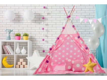 TUTUMI DĚTSKÉ TEEPEE BODY | RŮŽOVÉ S BÍLÝM PUNTÍKEM