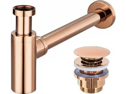 REA SIFON VČETNĚ UNIVERZÁLNÍ ZÁTKY CLICK-CLACK | ROSE GOLD
