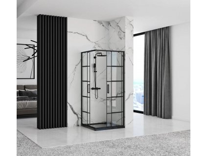 REA SPRCHOVÝ KOUT CONCEPT 80X80 CM | ČERNÉ PROFILY