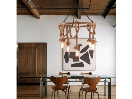 TOOLIGHT STROPNÍ LAMPA ZÁVĚSNÁ BOHO STRING 5 E27 | HNĚDÁ