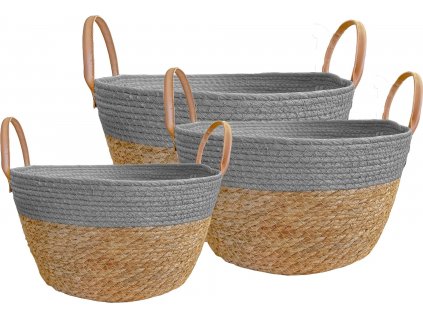 TUTUMI SADA 3 KS ÚLOŽNÝCH KOŠŮ BOHO | PŘÍRODNÍ/ŠEDÁ