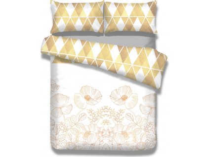 AMELIAHOME LOŽNÍ FLANELOVÉ POVLEČENÍ SNUGGY | BÍLO-ŽLUTÉ SE VZORY