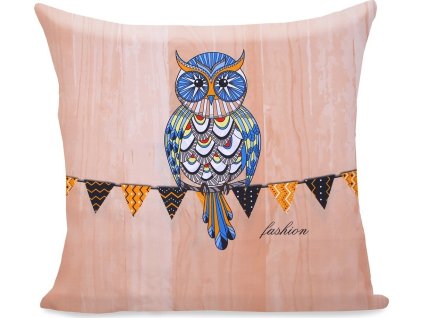 DECOKING DEKORAČNÍ POVLAK NA POLŠTÁŘ OWLS | BÉŽOVÁ S POTISKEM SOVY