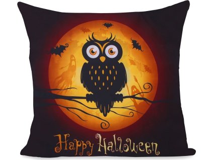 DECOKING DEKORAČNÍ POVLAK NA POLŠTÁŘ OWLS | ČERNÝ S POTISKEM SOVY