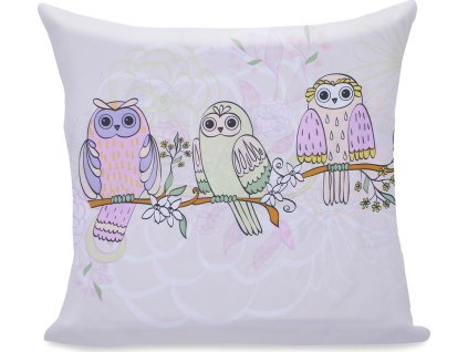 DECOKING DEKORAČNÍ POVLAK NA POLŠTÁŘ OWLS | BÍLÝ S PASTELOVÝM POTISKEM