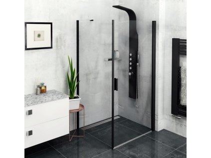 POLYSAN OBDELNÍKOVÝ SPRCHOVÝ KOUT ZOOM LINE BLACK 90X80 CM | MATNĚ ČERNÉ PROFILY, L/P VARIANTA