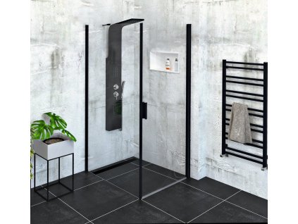 POLYSAN OBDELNÍKOVÝ SPRCHOVÝ KOUT ZOOM LINE BLACK 90X100 CM | MATNĚ ČERNÉ PROFILY, L/P VARIANTA