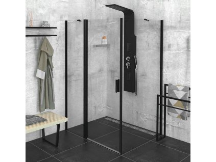 POLYSAN OBDELNÍKOVÝ SPRCHOVÝ KOUT ZOOM LINE BLACK 120X80 CM | MATNĚ ČERNÉ PROFILY, L/P VARIANTA