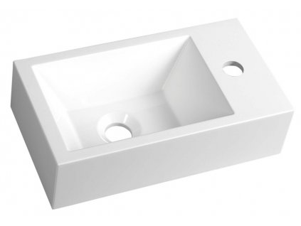SAPHO UMÝVÁTKO Z LITÉHO MRAMORU AMAROK 40X22 CM - PRAVÉ | BÍLÉ