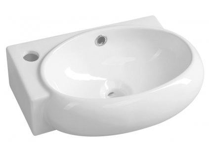 SAPHO ROHOVÉ KERAMICKÉ UMÝVÁTKO RIBERA 43X28,5 CM - LEVÉ | BÍLÉ
