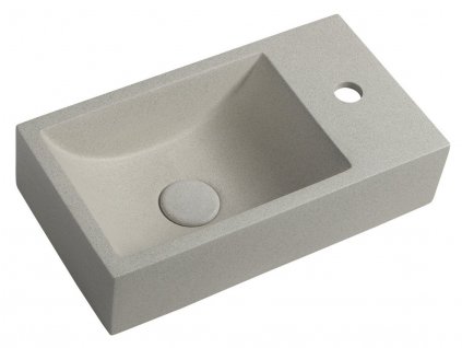 SAPHO BETONOVÉ UMYVADLO CREST - PRAVÉ 40X22 CM | BÍLÝ PÍSKOVEC