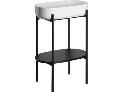 SAPHO PODSTAVEC S UMYVADLEM PUNO 55X86X36 CM | ČERNÝ/BÍLÉ UMYVADLO