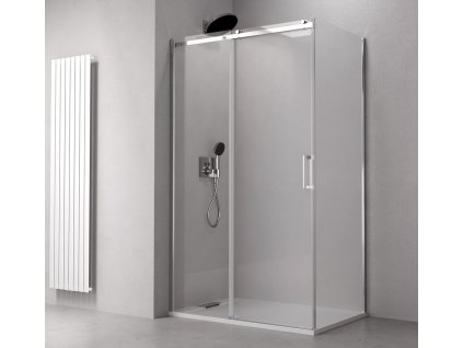 POLYSAN OBDÉLNÍKOVÝ SPRCHOVÝ KOUT THRON LINE ROUND 140X90 CM | STŘÍBRNÉ PROFILY, ČIRÉ SKLO