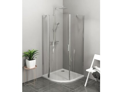 POLYSAN  ČTVRTKRUHOVÝ SPRCHOVÝ KOUT ZOOM LINE 90X90 CM | ČIRÉ SKLO, STŘÍBRNÉ PROFILY, LEVÁ