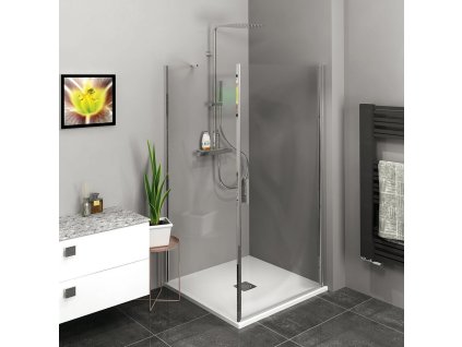 POLYSAN ČTVERCOVÝ SPRCHOVÝ KOUT ZOOM LINE 80X80 CM | STŘÍBRNÉ PROFILY, L/P VARIANTA