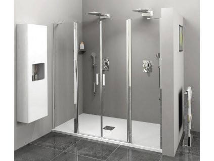 POLYSAN DVOUKŘÍDLÉ SPRCHOVÉ DVEŘE ZOOM LINE 180 CM | CHROMOVÉ PROFILY/ČIRÉ SKLO