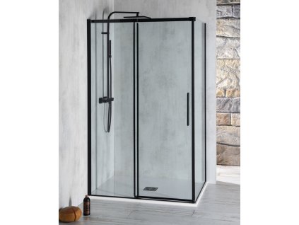 POLYSAN OBDÉLNÍKOVÝ SPRCHOVÝ KOUT ALTIS LINE BLACK 110X100 CM | ČERNÉ MATNÉ PROFILY, ČIRÉ SKLO