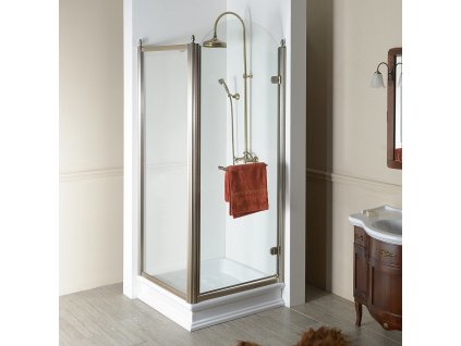 GELCO ČTVERCOVÝ SPRCHOVÝ KOUT ANTIQUE 80X80 CM | BRONZOVÉ PROFILY, ČIRÉ SKLO