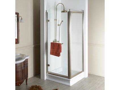 GELCO OBDÉLNÍKOVÝ SPRCHOVÝ KOUT ANTIQUE 90X80 CM | BRONZOVÉ PROFILY, ČIRÉ SKLO