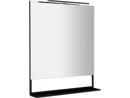 SAPHO KOUPELNOVÉ ZRCADLO ERUPTA S LED OSVĚTLENÍM A POLICÍ 80X80 CM | ČERNÝ MATNÝ RÁM