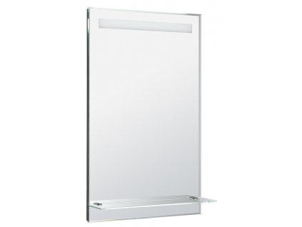 AQUALINE KOUPELNOVÉ ZRCADLO S LED OSVĚTLENÍM A POLICÍ 50X80 CM | HLINÍKOVÝ RÁM