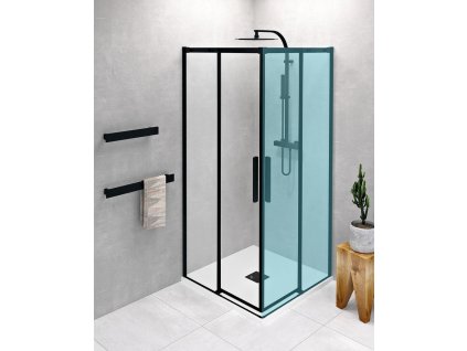 POLYSAN POSUVNÉ DVEŘE ALTIS LINE BLACK 98-100 CM | ČERNÉ PROFILY, ČIRÉ SKLO