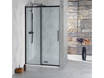 POLYSAN POSUVNÉ DVEŘE ALTIS LINE BLACK 127-131 CM | ČERNÉ PROFILY, ČIRÉ SKLO