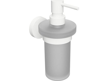 SAPHO NÁSTĚNNÝ DÁVKOVAČ MÝDLA X-ROUND WHITE 230 ML | MLÉČNÉ SKLO, BÍLÝ DRŽÁK