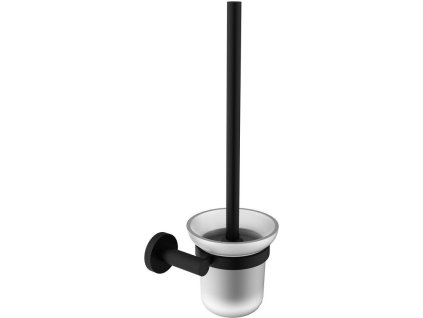 SAPHO ZÁVĚSNÁ WC ŠTĚTKA X-ROUND | ČERNÁ MATNÁ, MLÉČNÉ SKLO