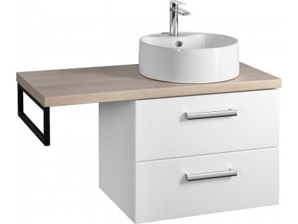 AQUALINE KOUPELNOVÁ SESTAVA VEGA 97,5 CM | BÍLÁ/DUB PLATIN, KULATÉ UMYVADLO