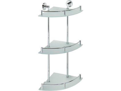 SAPHO ROHOVÁ POLICE S HRAZDOU X-ROUND E 27X66X35,5 CM | STŘIBRNÉ UCHYCENÍ, MLÉČNÉ SKLO