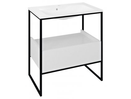 SAPHO KONZOLE POD UMYVADLO SKA SE ZÁSUVKOU 75X85X46 CM | ČERNO-BÍLÁ