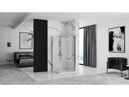 REA SPRCHOVÝ KOUT MOLIER 80X80 CM | STŘÍBRNÉ PROFILY