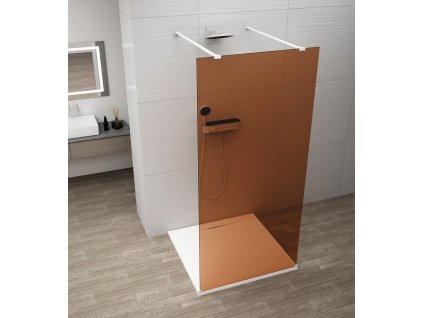 GELCO JEDNODÍLNÁ SPRCHOVÁ ZÁSTĚNA DO PROSTORU ESCA - 140 CM | MARRON SKLO, BÍLÉ PROFILY