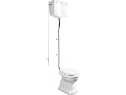 KERASAN WC MÍSA S NÁDRŽKOU RETRO, SPODNÍ ODPAD | BÍLÁ, CHROMOVÁ TRUBKA