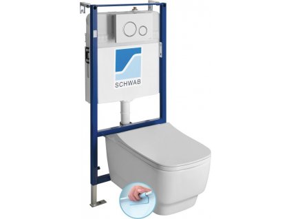 SAPHO ZÁVĚSNÉ WC BELLO RIMLESS S PODOMÍTKOVOU NÁDRŽKOU DUPLO A TLAČÍTKEM SCHWAB | BÍLÉ WC