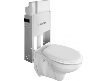 AQUALINE ZÁVĚSNÉ WC TAURUS S PODOMÍTKOVOU NÁDRŽKOU KOMBIFIX BASIC A TLAČÍTKEM GEBERIT | BÍLÉ WC