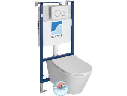 SAPHO ZÁVĚSNÉ WC AVVA RIMLESS S PODOMÍTKOVOU NÁDRŽKOU DUPLO A TLAČÍTKEM SCHWAB | BÍLÉ WC