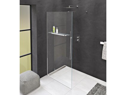 POLYSAN PEVNÁ JEDNODÍLNÁ ZÁSTĚNA K INSTALACI NA ZEĎ MODULAR SHOWER 90 CM | ČIRÉ SKLO