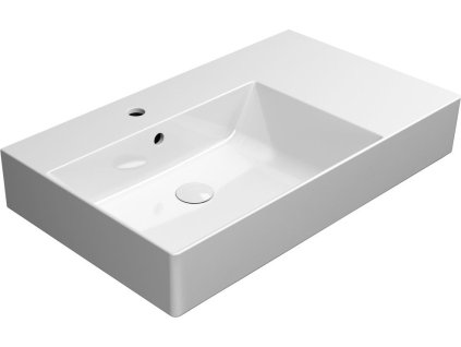 GSI KERAMICKÉ UMYVADLO KUBE X - 80X47 CM, S ODKLÁDACÍ PLOCHOU VPRAVO | BÍLÉ LESKLÉ 94569111