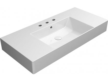 GSI KERAMICKÉ UMYVADLO KUBE X - 100X47 CM, S ODKLÁDACÍMI PLOCHAMI | BÍLÉ LESKLÉ