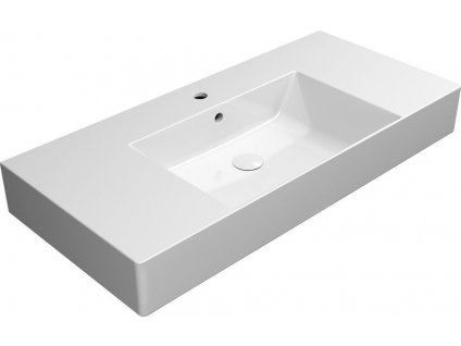 GSI KERAMICKÉ UMYVADLO KUBE X - 100X47 CM, S ODKLÁDACÍMI PLOCHAMI | BÍLÉ LESKLÉ