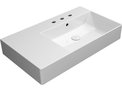 GSI KERAMICKÉ UMYVADLO KUBE X - 80X47 CM, S ODKLÁDACÍ PLOCHOU VLEVO | BÍLÉ