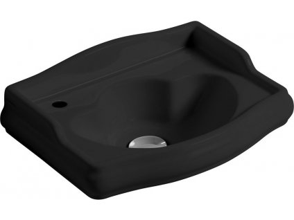 KERASAN KERAMICKÉ UMÝVÁTKO RETRO 41X30 CM S OTVOREM PRO BATERII VLEVO | ČERNÉ MATNÉ