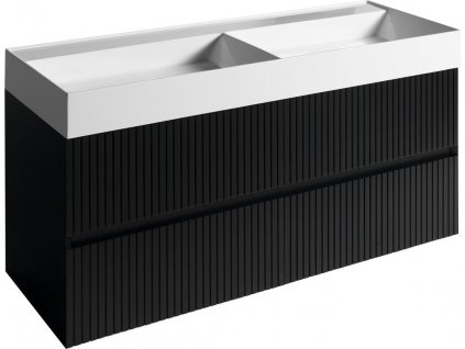 SAPHO SKŘÍŇKA POD UMYVADLO FILENA 118X51,5X43 CM | ČERNÁ MATNÁ, DRÁŽKOVANÝ DESIGN