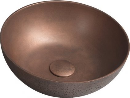 SAPHO KULATÉ BETONOVÉ UMYVADLO NA DESKU FORMIGO, PRŮMĚR 39 CM | MĚDĚNÉ
