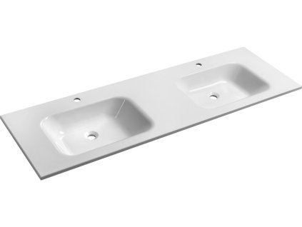 SAPHO ZÁPUSTNÉ DVOJUMYVADLO ARECA Z LITÉHO MRAMORU 161X51,5 CM | BÍLÉ