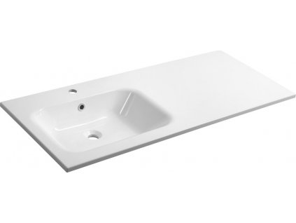 SAPHO ZÁPUSTNÉ DVOJUMYVADLO ARECA Z LITÉHO MRAMORU 121X51,5 CM - LEVÉ | BÍLÉ