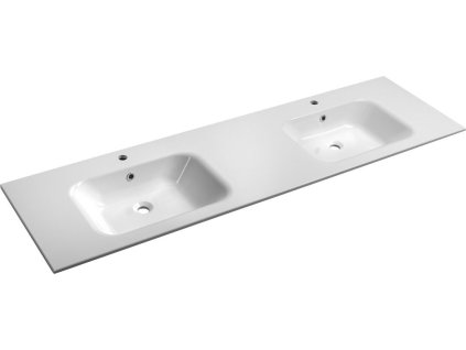 SAPHO ZÁPUSTNÉ DVOJUMYVADLO ARECA Z LITÉHO MRAMORU 181X51,5 CM | BÍLÉ